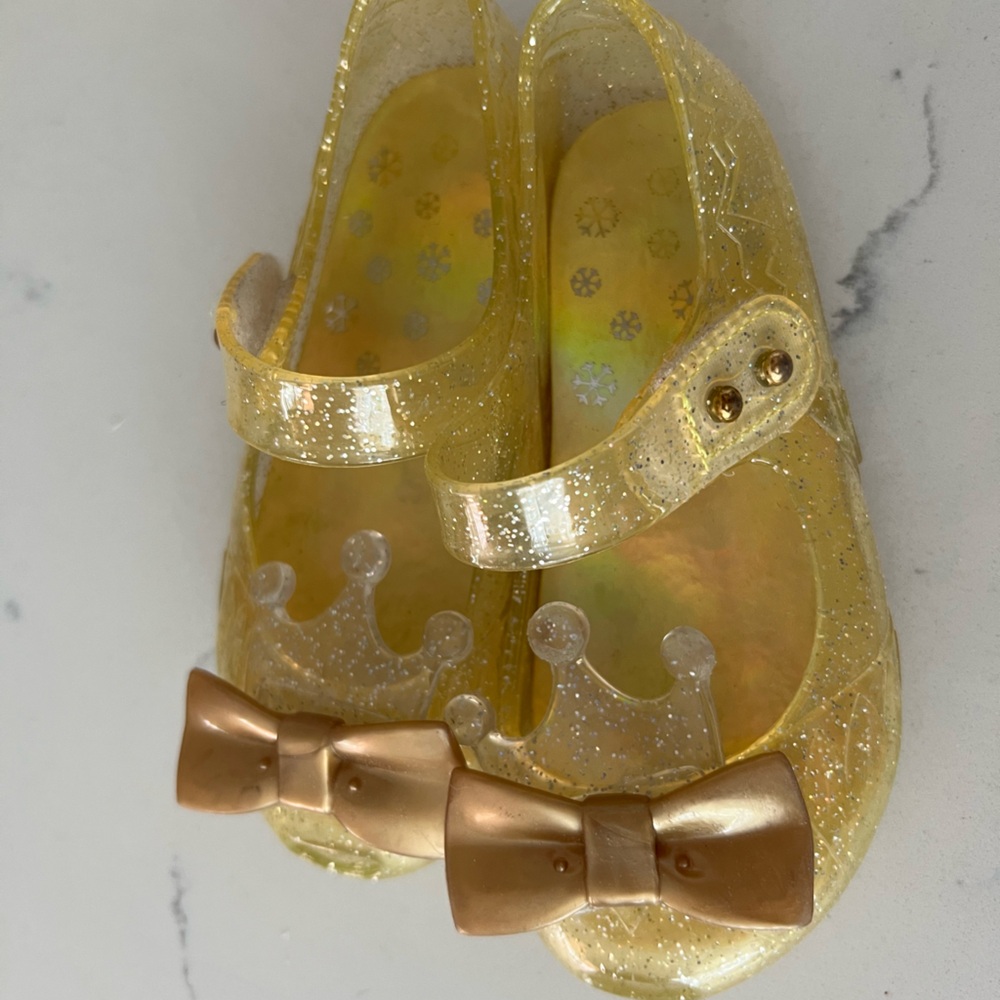 Glittery Gold Kids Dress Shoes with Bow